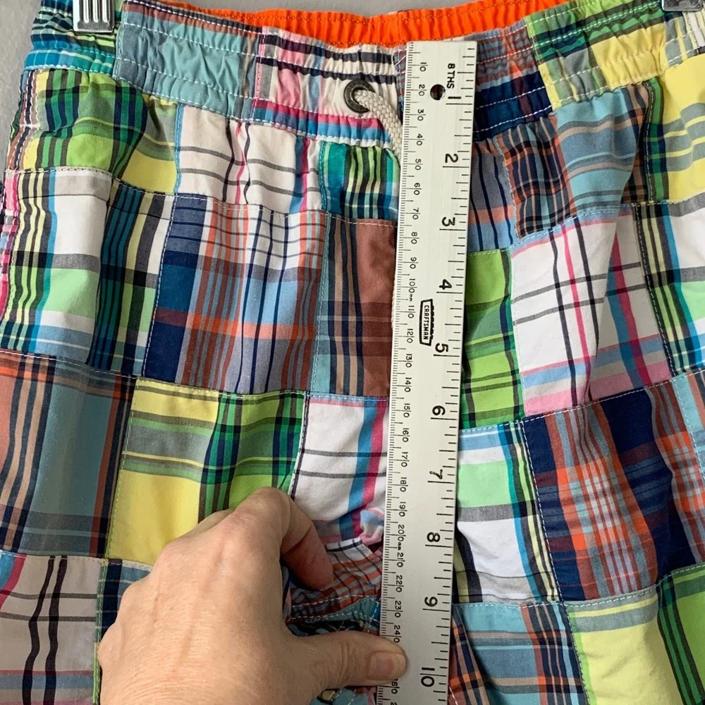 Gap Surf kids preppy multi plaid swim trunks with side and rear pockets. Size M